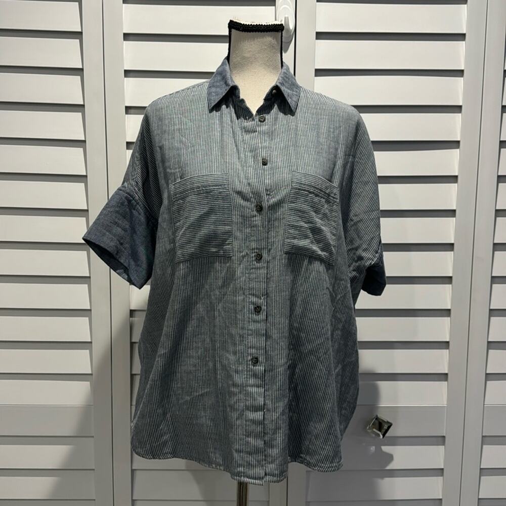Madewell Blue Striped Button-Down Shirt